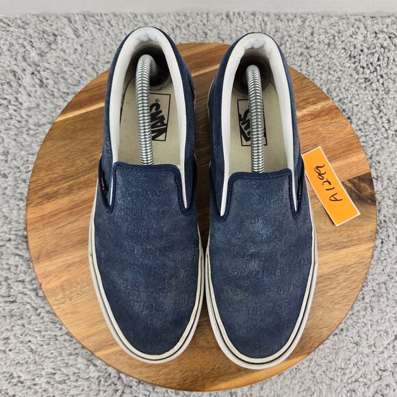 Vans Classic Slip On Deboss OTW Navy Suede Leather Casual Daily Sneaker Mens 8.5 - Picture 6 of 12